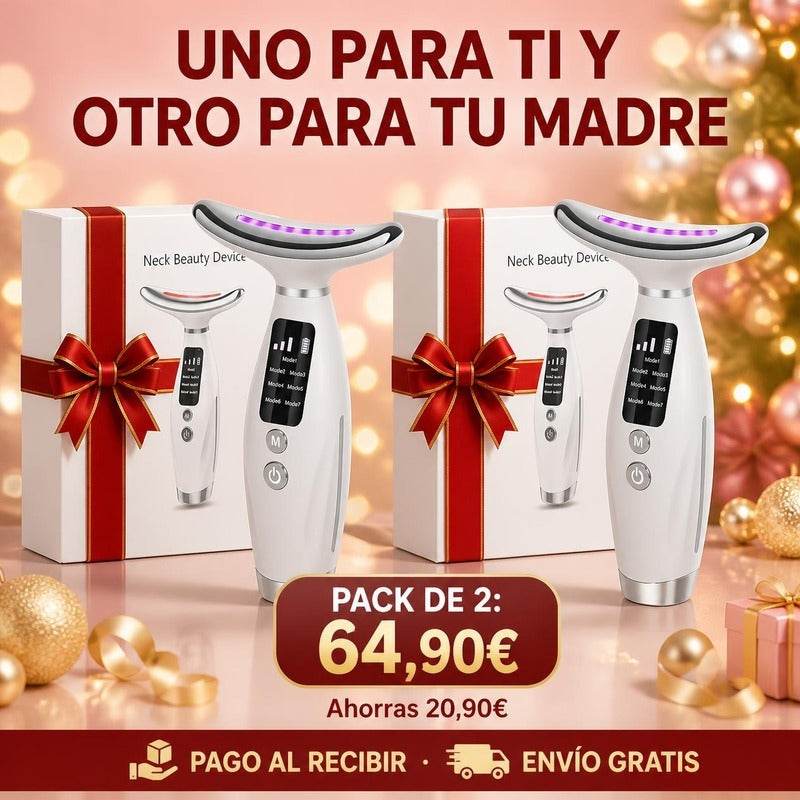 Masajeador Facial y de Cuello con Luz LED – Piel Luminosa en 10 Minutos